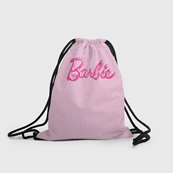 Рюкзак-мешок Барби - логотип на клетчатом фоне, цвет: 3D-принт