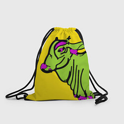 Рюкзак-мешок Зеленая корова на желтом фоне, цвет: 3D-принт