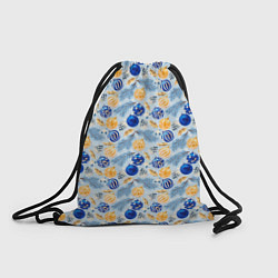 Рюкзак-мешок Шарики новогодние ёлочные, синие, цвет: 3D-принт
