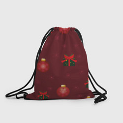 Рюкзак-мешок Новогодние красные шарики, цвет: 3D-принт