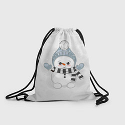Рюкзак-мешок Милый снеговик и снежинки, цвет: 3D-принт