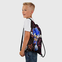Рюкзак-мешок Соник и неоновый геометрический фон, цвет: 3D-принт — фото 2