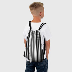 Рюкзак-мешок Бело серый полосатый узор, цвет: 3D-принт — фото 2