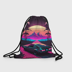 Мешок для обуви Synthwave car and mountains