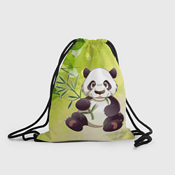 Мешок для обуви Панда на фоне листьев