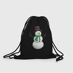 Рюкзак-мешок Новогодний снеговик с шарфом, цвет: 3D-принт