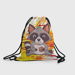Рюкзак-мешок Крошка енот ест печенюшку, цвет: 3D-принт