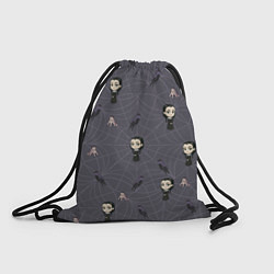 Рюкзак-мешок Уэнсдей, Вещь и вороны - паттерн, цвет: 3D-принт