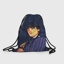 Рюкзак-мешок Уэнсдэй с зонтом, цвет: 3D-принт