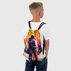 Рюкзак-мешок Объятие на фоне сердца, цвет: 3D-принт — фото 2