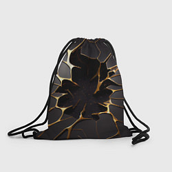 Рюкзак-мешок Трещины в пропасть: черно-золотой узор, цвет: 3D-принт