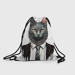 Мешок для обуви Кот в костюме с галстуком