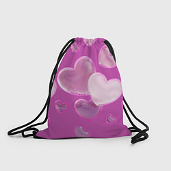 Рюкзак-мешок Сердца на розовов фоне, цвет: 3D-принт