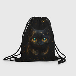 Рюкзак-мешок Черный котенок с желтыми глазами - нейросеть, цвет: 3D-принт