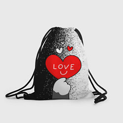 Рюкзак-мешок Котик держит сердечко, цвет: 3D-принт