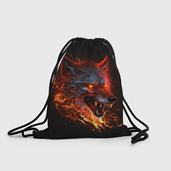 Рюкзак-мешок Огненный злой волк с красными глазами, цвет: 3D-принт