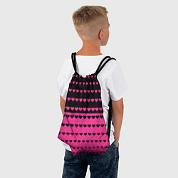 Рюкзак-мешок Черные и розовые сердца узор, цвет: 3D-принт — фото 2