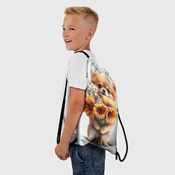 Рюкзак-мешок Милый щенок с подсолнухами и ромашками, цвет: 3D-принт — фото 2