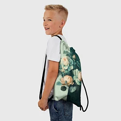 Рюкзак-мешок Розы на зеленом фоне, цвет: 3D-принт — фото 2