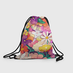 Рюкзак-мешок Девочка в цветах, цвет: 3D-принт