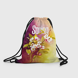 Рюкзак-мешок Ветка цветущей яблони акварель, цвет: 3D-принт