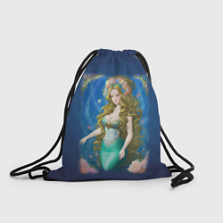 Рюкзак-мешок Фэнтези женщина русалка с цветами, цвет: 3D-принт