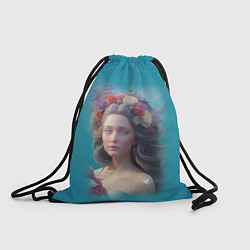 Рюкзак-мешок Цветочный портрет женщины с голубыми глазами, цвет: 3D-принт