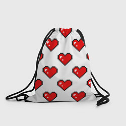 Рюкзак-мешок Сердца в стиле пиксель-арт, цвет: 3D-принт