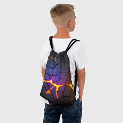 Рюкзак-мешок Неоновые трещины - лава, цвет: 3D-принт — фото 2