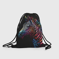 Мешок для обуви Разноцветная зебра на темном фоне