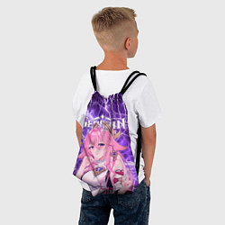Рюкзак-мешок Яэ Мико на фоне молний, цвет: 3D-принт — фото 2