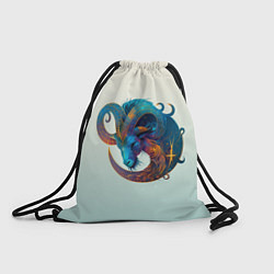 Рюкзак-мешок Козерог на приятном светлом фоне, цвет: 3D-принт