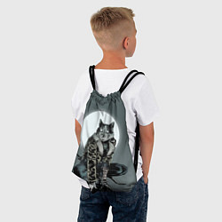 Рюкзак-мешок Кот самурай в ночи, цвет: 3D-принт — фото 2