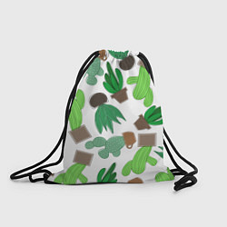 Рюкзак-мешок Кактусы в горшках - паттерн, цвет: 3D-принт