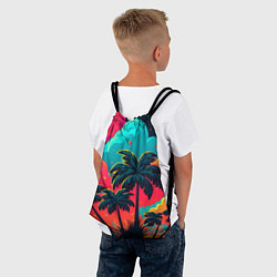 Рюкзак-мешок Неоновые пальмы на закате, цвет: 3D-принт — фото 2