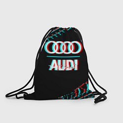 Мешок для обуви Значок Audi в стиле glitch на темном фоне