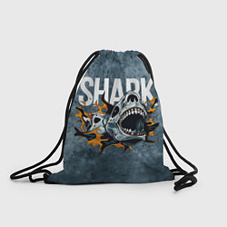 Рюкзак-мешок С акулой в стиле Арт на синем мраморе, цвет: 3D-принт