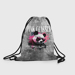 Рюкзак-мешок Панда в розовых очках на сером фоне, цвет: 3D-принт
