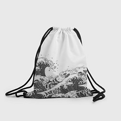 Рюкзак-мешок Японские волны на белом фоне, цвет: 3D-принт