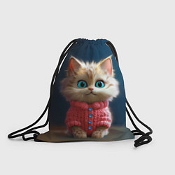 Рюкзак-мешок Котик в розовом свитере, цвет: 3D-принт