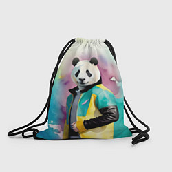 Рюкзак-мешок Прикольный панда в модной куртке, цвет: 3D-принт