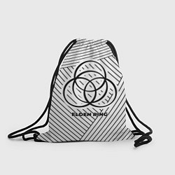Рюкзак-мешок Символ Elden Ring на светлом фоне с полосами, цвет: 3D-принт