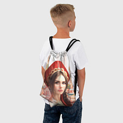 Рюкзак-мешок Девушка в кокошнике с косой - кремль, цвет: 3D-принт — фото 2