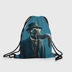 Рюкзак-мешок Слон джентельмен в смокинге и шляпе, цвет: 3D-принт