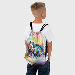 Рюкзак-мешок Две разноцветные лошади, цвет: 3D-принт — фото 2