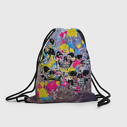 Рюкзак-мешок Черепа на бетонной стене - граффити, цвет: 3D-принт