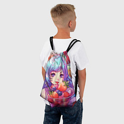 Рюкзак-мешок Девушка с клубничным коктейлем, цвет: 3D-принт — фото 2