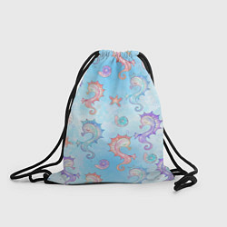 Рюкзак-мешок Морские коньки - паттерн, цвет: 3D-принт