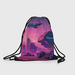 Рюкзак-мешок Киберпанк в лиловом цвете, цвет: 3D-принт