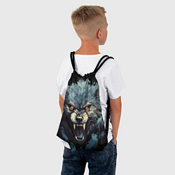Рюкзак-мешок Blue black wolf, цвет: 3D-принт — фото 2